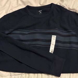Sonoma Dark Blue Striped Long Sleeve XXL